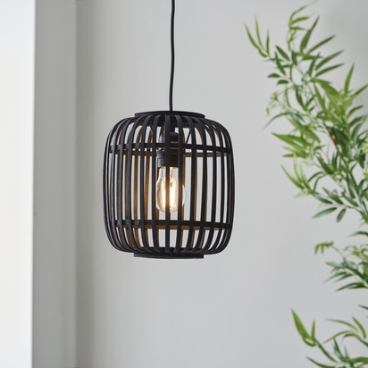 Bramton Pendant Pendant light Dark bamboo & plywood with matt black paint