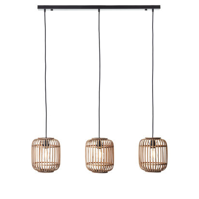 Bramton 3lt Linear Pendant Pendant light Natural bamboo, plywood & matt black paint