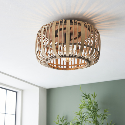 Bramton Flush Flush light Natural bamboo, plywood & matt black paint