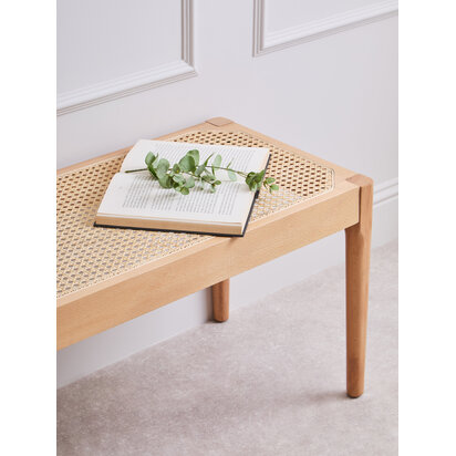 Cebu Natural Cane and Beech Wood Bench