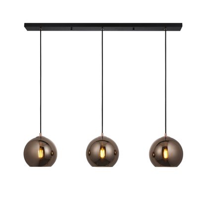 Grosvenor 3lt Linear Pendant Pendant light Copper mirrored glass & matt black paint