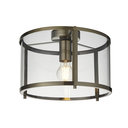 Beechwick Flush Flush light Antique brass plate & clear glass