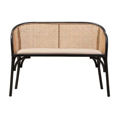 Cebu Natural Cane Bench with Black Beech Wood Frame