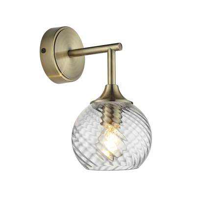 Balmoral Wall Wall light Antique brass plate & clear spiral glass
