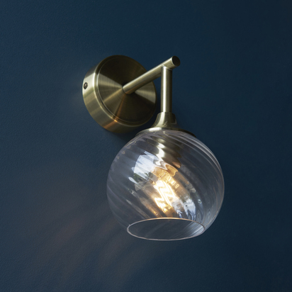 Balmoral Wall Wall light Antique brass plate & clear spiral glass