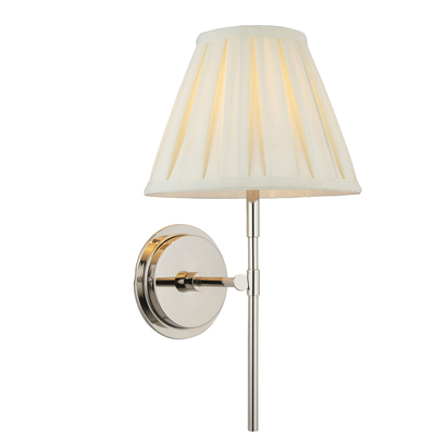 Brockleigh Wall Wall light Bright nickel plate & cream fabric