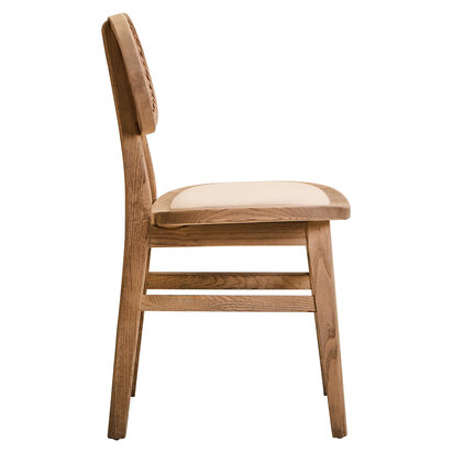 Harowbrok Beige Fabric and Grey Wash Elm Wood Dining Chair