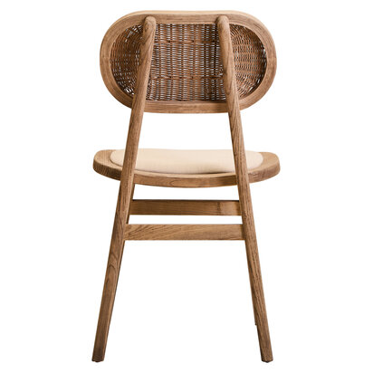 Harowbrok Beige Fabric and Grey Wash Elm Wood Dining Chair