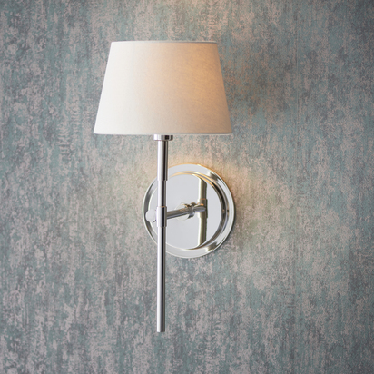 Brockmere Wall Wall light Bright nickel plate & ivory linen mix fabric