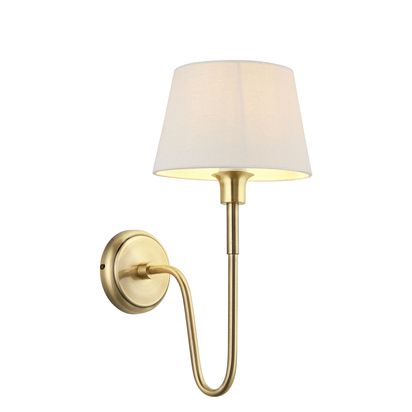Brookhurst Wall Wall light Antique brass plate & ivory linen mix fabric