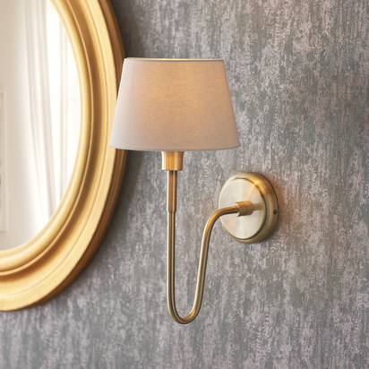 Brookhurst Wall Wall light Antique brass plate & ivory linen mix fabric