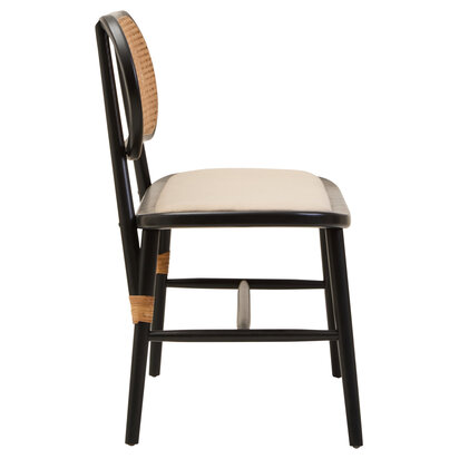 Harowbrok Natural Cane Bench with Black Elm Wood Frame