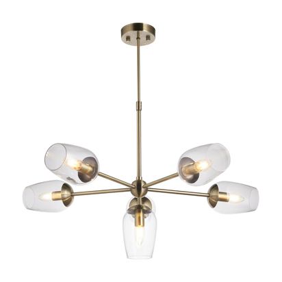 Brackenview 6lt Pendant Pendant light Antique brass plate & clear glass