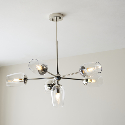 Brackenview 6lt Pendant Pendant light Bright nickel plate & clear glass