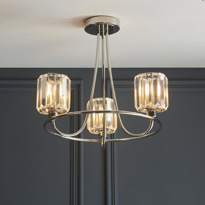 Dulwich 3lt Semi flush Semi flush light Bright nickel plate & clear glass