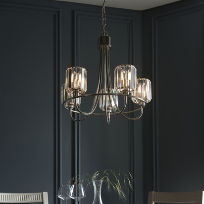 Dulwich 5lt Pendant Pendant light Bright nickel plate & clear glass