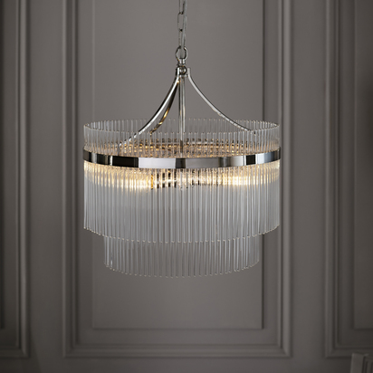 Brackenmont 5lt Pendant Pendant light Bright nickel plate & clear glass