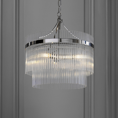 Brackenmont 3lt Pendant Pendant light Bright nickel plate & clear glass