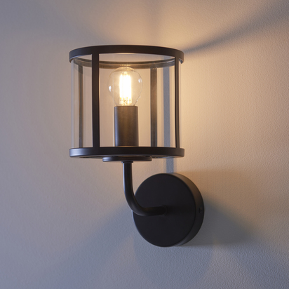 Beechwick Wall Wall light Matt black & clear glass
