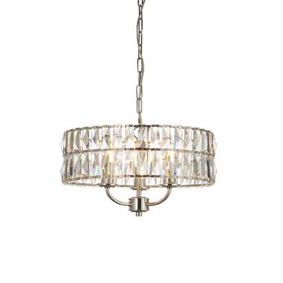 Sutton 3lt Pendant Pendant light Bright nickel plate & clear crystal glass