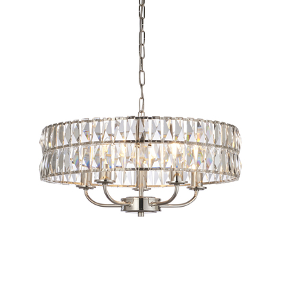 Sutton 5lt Pendant Pendant light Bright nickel plate & clear crystal glass