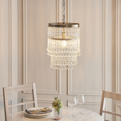 Ashvale Pendant Pendant light Antique brass plate & clear crystal glass
