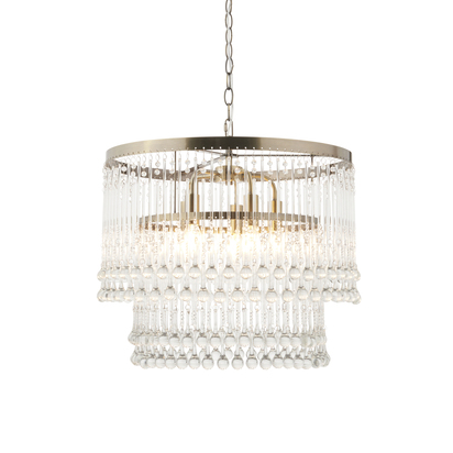 Ashvale 5lt Pendant Pendant light Antique brass plate & clear crystal glass