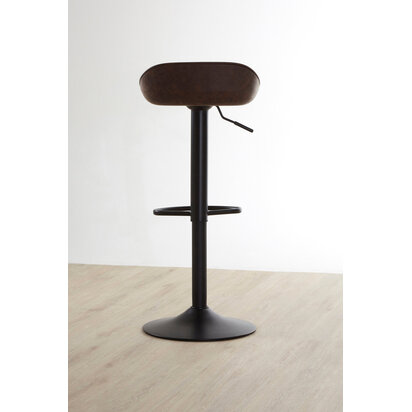 Monuley Brown Set Of Two Leather Effect Bar Stools