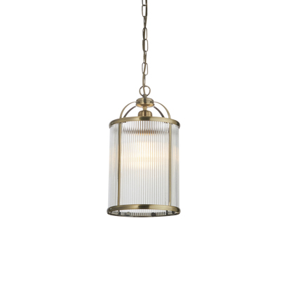 Blythebury Pendant Pendant light Antique brass plate & clear ribbed glass