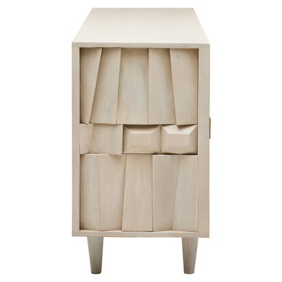 Harevale Four Door Whitewash Mango Wood Abstract Sideboard