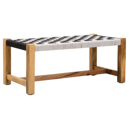 Satna Black And White Jute Bench