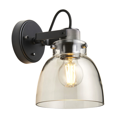 Carfield Wall Wall light Smokey grey tinted glass & black chrome plate
