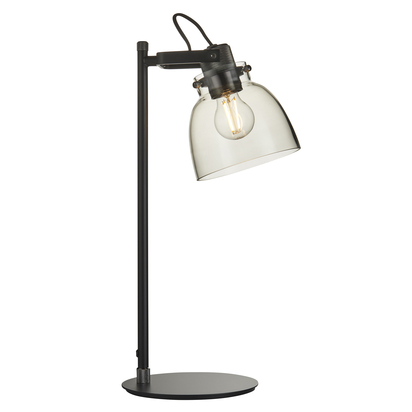 Carfield Task Table Table light Smokey grey tinted glass & black chrome plate