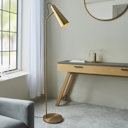 Belhurst Task floor Floor light Warm antique brass plate