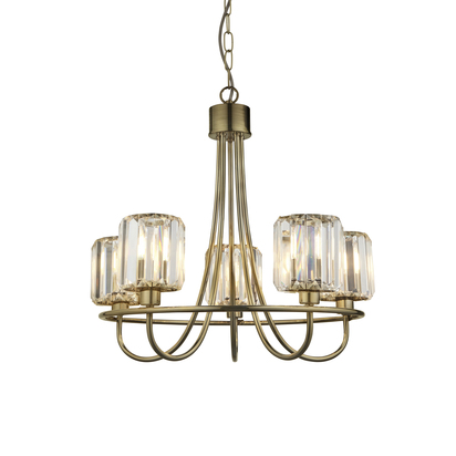 Dulwich 5lt Pendant Pendant light Antique brass plate & clear glass