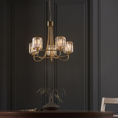 Dulwich 5lt Pendant Pendant light Antique brass plate & clear glass