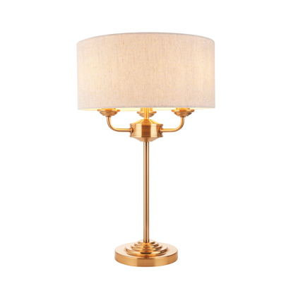 Beechbrook 3lt Table Table light Vintage brass finish & natural linen