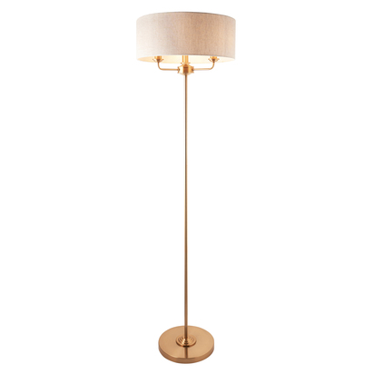 Beechbrook 3lt Floor Floor light Vintage brass finish & natural linen