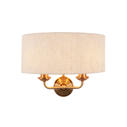 Beechbrook 2lt Wall Wall light Vintage brass finish & natural linen
