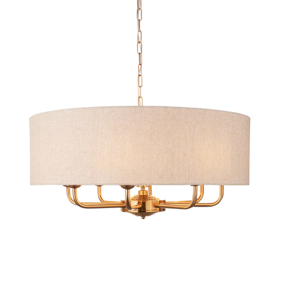 Beechbrook 8lt Pendant Pendant light Vintage brass finish & natural linen