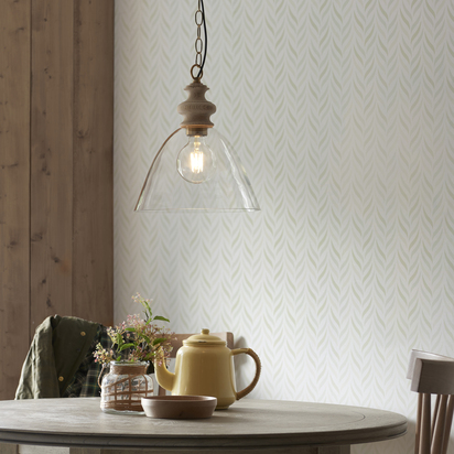 Waverley Pendant Pendant light Natural ash, brushed aged brass plate & clear glass