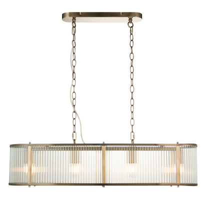 Brockcroft 4lt Linear Pendant Pendant light Antique brass plate & clear ribbed glass