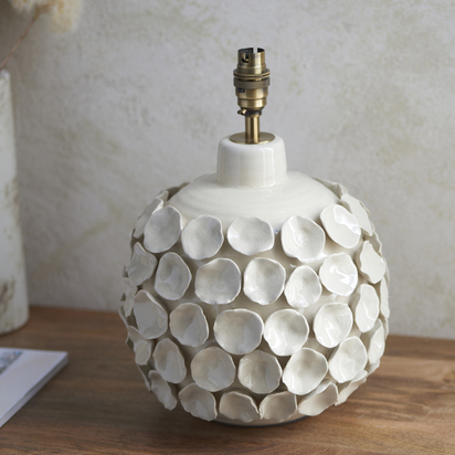 Groveham Table Base Table light Ivory crackle glaze & brushed aged brass plate
