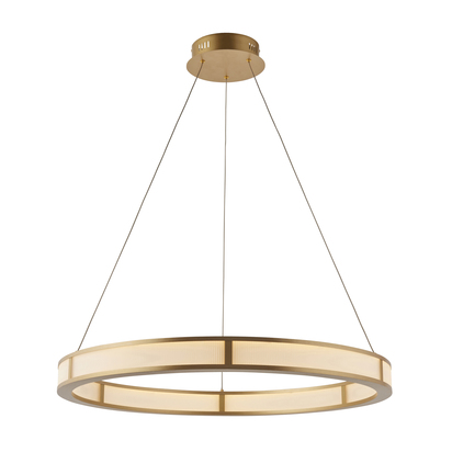 Sterling Pendant Pendant light Brushed gold plated finish & ribbed frosted acrylic