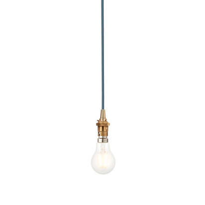Aftonview Cable Set Pendant light Brushed aged brass plate & blue flex