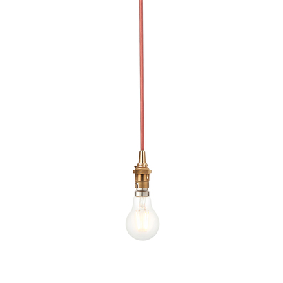 Aftonview Cable Set Pendant light Brushed aged brass plate & red flex