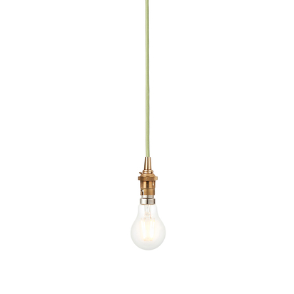 Aftonview Cable Set Pendant light Brushed aged brass plate & green flex