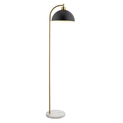 Henley Task Floor Floor light Matt black, antique brass plate & grey marble