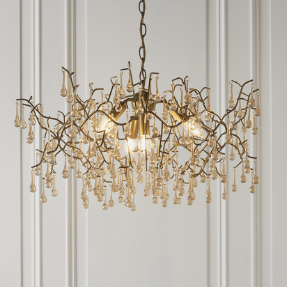 Arden 4lt pendant aged gold paint Pendant light Aged gold paint & champagne lustre glass