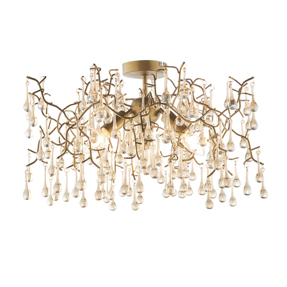 Ashby 3lt semi flush aged gold paint Semi flush light Aged gold paint & champagne lustre glass